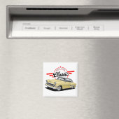 Gele klassieke auto magneet (Insitu (Vaatwasser))