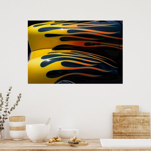 Gele klassieke klasflessen poster (Keuken)