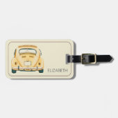 Gele Klassieke Vintage Buggy Bug Auto Gepersonalis Bagagelabel (Voorkant horizontaal)
