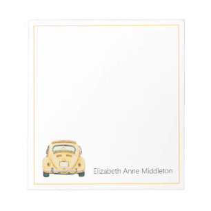 Gele Klassieke Vintage Buggy Bug Auto Gepersonalis Notitieblok