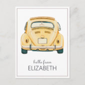 Gele Klassieke Vintage Buggy Bug Auto Persoonlijk Briefkaart (Voorkant)