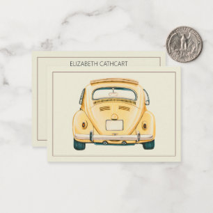 Gele Klassieke Vintage Buggy Bug Auto Persoonlijk Notitiekaartje