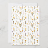 Gele kleine bloemen wilde bloemen bruiloft uitnodi kaart (Achterkant)