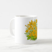 Gele kleur bloem ontwerp kunst koffiemok (Voorkant links)