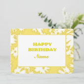 Gele kleur Me Daisies Verjaardag Kaart (Staand voorkant)