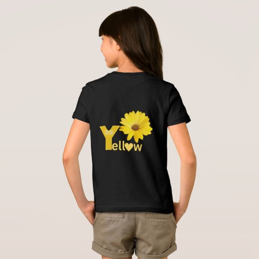 Gele kleur op zwart Tri-Blend shirt (Achterkant volledig)