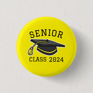 GELE KLEUR SENIOR CLASS 2024 AFSTUDEREN RONDE BUTTON 3,2 CM