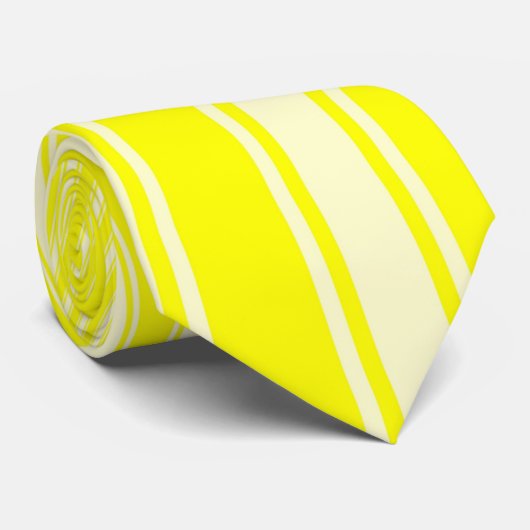 Gele kleur streep funky patroon stropdas (Opgerold)