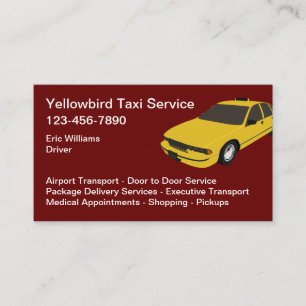 Gele Kleur Taxi Autodienst Visitekaartje