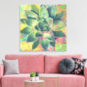 Gele kleurenpatches Succulent Canvas Art Afdruk (Insitu (Woonkamer))