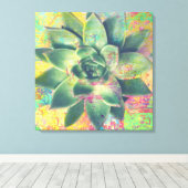 Gele kleurenpatches Succulent Canvas Art Afdruk (Insitu (Houten vloer))