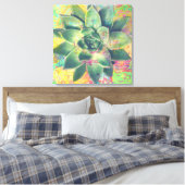 Gele kleurenpatches Succulent Canvas Art Afdruk (Insitu (Slaapkamer))