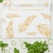 Gele kleurenveren met aangepaste naam theedoek (Gevouwen)