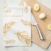 Gele kleurenveren met aangepaste naam theedoek (Quarter Fold)