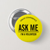 Gele knoppen voor vrijwilligers ronde button 5,7 cm (Voorkant /achterkant)