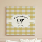 Gele Koe van Boerderij met buffel Canvas Afdruk