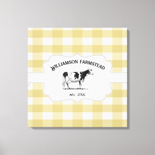 Gele Koe van Boerderij met buffel Canvas Afdruk (Voorkant)