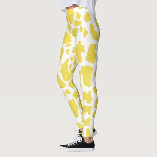 Gele Koeienvlekken Dierprintpatroon Leggings (Links)