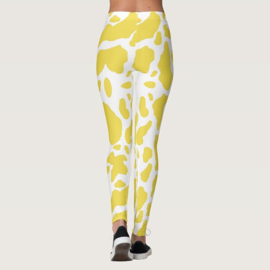 Gele Koeienvlekken Dierprintpatroon Leggings (Achterkant)