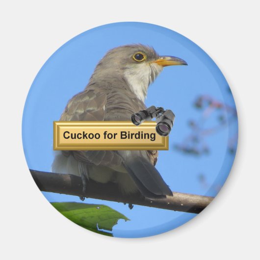 Gele koekoeksbok Birding Magnet. Magneet (Voorkant)