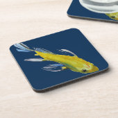 Gele koi Japanse karper waterverf Bier Onderzetter (Linkerzijde)