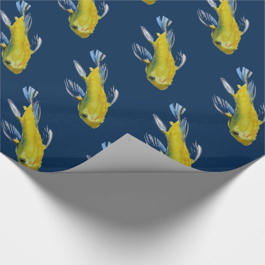 Gele koi Japanse karper waterverf Cadeaupapier (Hoek)