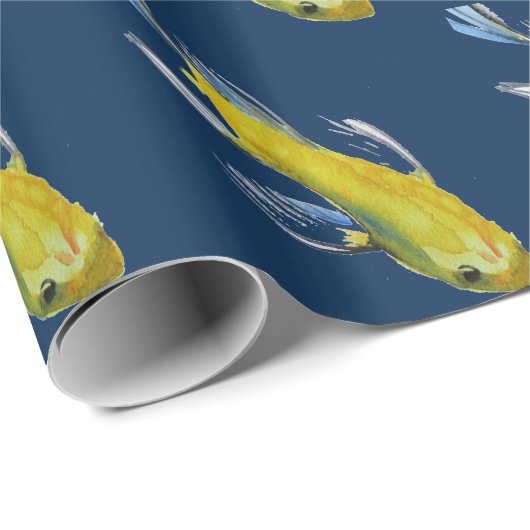 Gele koi Japanse karper waterverf Cadeaupapier (Rol Hoek)