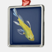 Gele koi Japanse karper waterverf Metalen Ornament (Links)