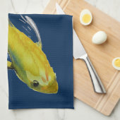 Gele koi Japanse karper waterverf Theedoek (Quarter Fold)