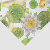 Gele Koi Vis en Witte Water Lelies Vijver Tissuepapier (Detail)