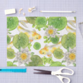 Gele Koi Vis en Witte Water Lelies Vijver Tissuepapier (Craft)