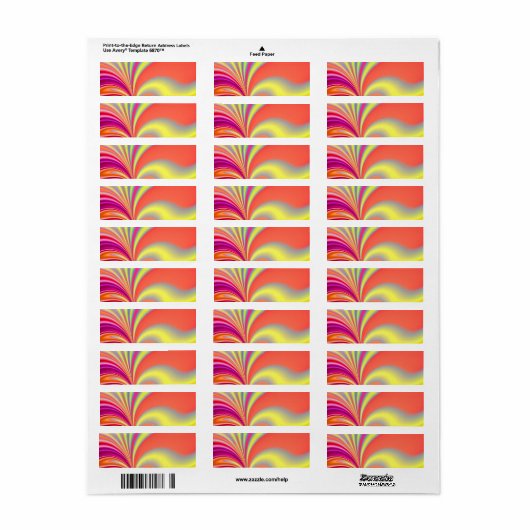 Gele koraal fractal kunst etiket (Full Sheet)