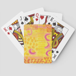 Gele Koraalmaan Abstract Schilderij Pokerkaarten