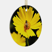 Gele kosmos Bloem en bijen Keramisch Ornament (Rechts)