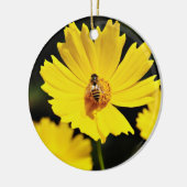 Gele kosmos Bloem en bijen Keramisch Ornament (Links)