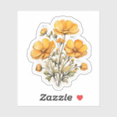 Gele kosmos Flowers Sticker (Vel)