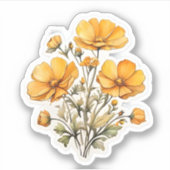 Gele kosmos Flowers Sticker (Voorkant)