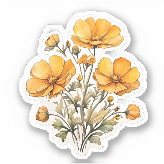 Gele kosmos Flowers Sticker (Voorkant)