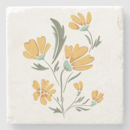 Gele kosmos met eenvoudige schoonheid stenen onderzetter