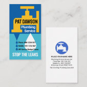 Gele kraan lekkend water visitekaartje (Voorkant / Achterkant)