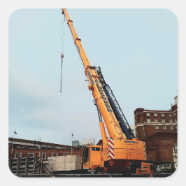 Gele kraan vierkante sticker