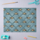 Gele krabben en Blauwe Damask-ontkoppeling Tissuepapier (Craft)