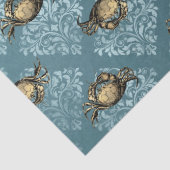 Gele krabben en Blauwe Damask-ontkoppeling Tissuepapier (Detail)