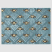 Gele krabben en Blauwe Damask-ontkoppeling Tissuepapier (Voorkant)