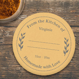 Gele Kraft & Rustic Made with Love Label Sticker