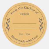 Gele Kraft & Rustic Made with Love Label Sticker (Voorkant)