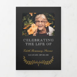 Gele krans foto begrafenis drieluik programma