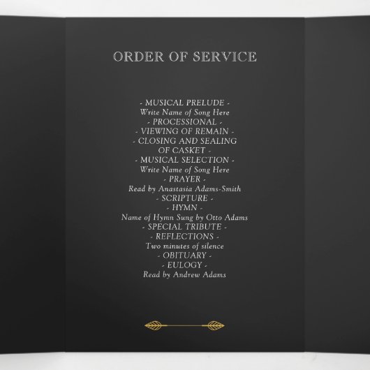 Gele krans foto begrafenis drieluik programma (Binnenkant midden)