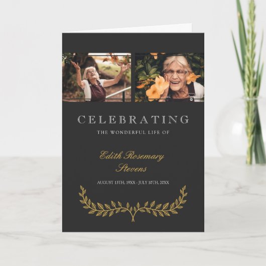 Gele krans vieren leven begrafenis programma (Voorkant)