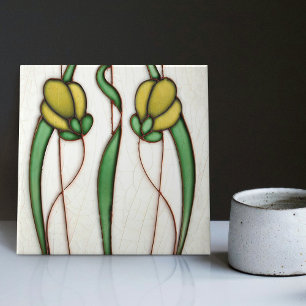 Gele Krokus Muur Decor Art Nouveau Art Deco Tegeltje